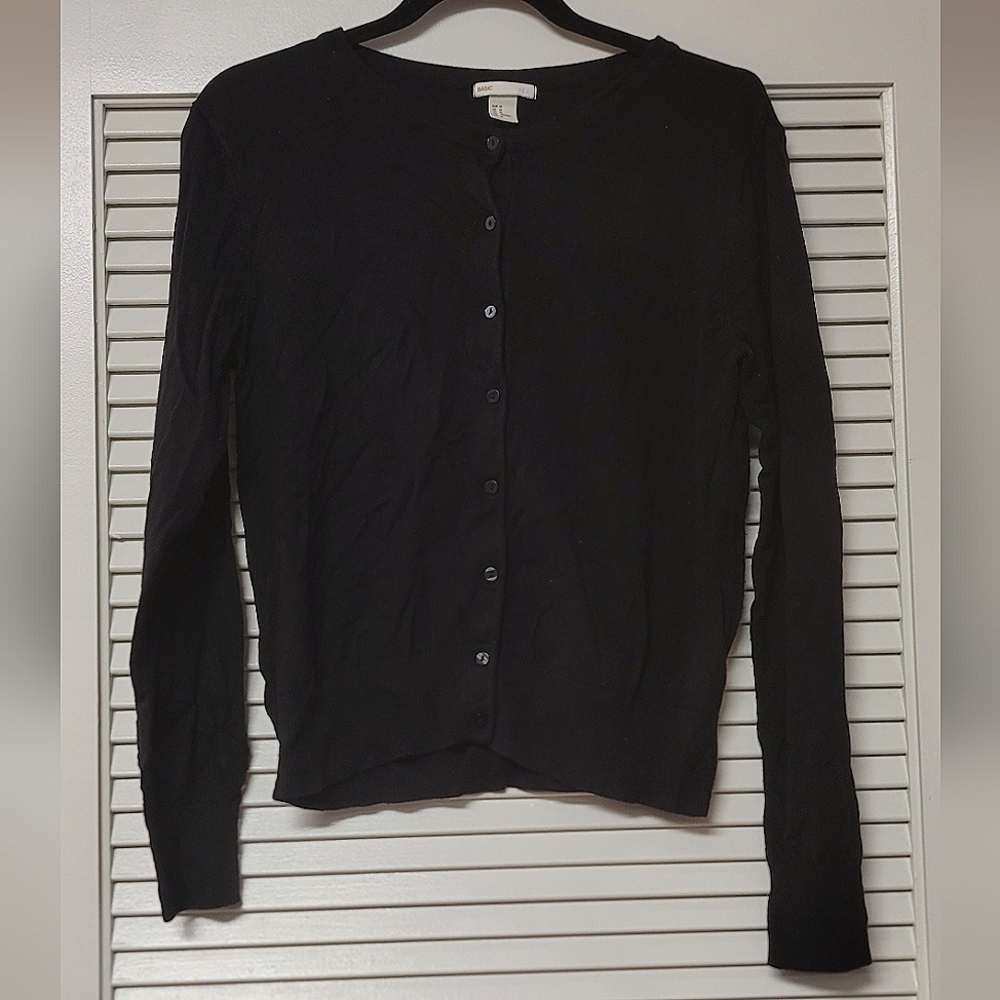 H&M - Black Basic Long-Sleeve Business Office Casual Button Cardigan